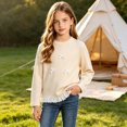 thumbnail image 2 of Abcomgle Girls Shirts Long Sleeve 7-8 Crewneck Fall Tshirts for Girls Ruffle Lace Hem Ribbed Top for Girls Loose Bow Girls Tunic Tops, 2 of 5