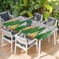 thumbnail image 2 of Grey Christmas Tree Table Cloths for 3 Foot Rectangle Tables, Green Golden Xmas Tree Snowflake Winter Patio Waterproof Elastic Fitted Tablecloths, Washable Rectangular Table Cover for Camping, 2 of 8