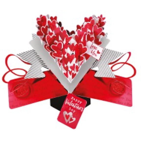 Second Nature Pop Up Valentines Card with bouquet in a heart shape