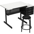 thumbnail image 1 of Table à Dessin en Verre Réglable Bureau de Dessin avec Tabouret Angle Réglable Table à Dessin Bureau de Dessin Plateau Inclinable Poste d'Artisanat avec Tiroirs de Rangement, 1 of 3