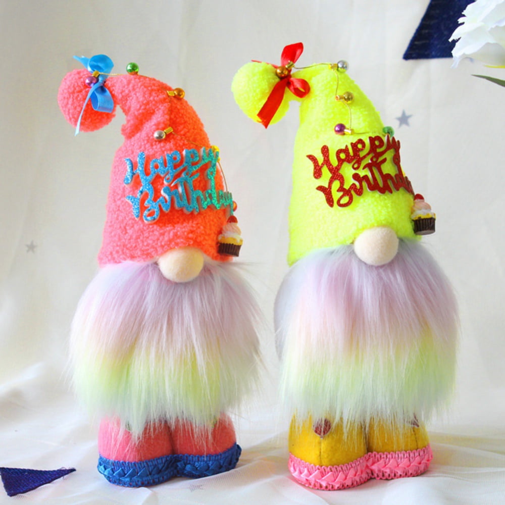 Happy Birthday Faceless Gnomes Doll with Cake, Happy Birthday Tomte Plush  Birthday Gifts Handmade Scandinavian Party Hat Home Ornaments, Birthday  Gift for Gnome Lover 