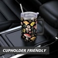 thumbnail image 5 of Mushroom Tumbler with Lid and Straw, Stainless Steel Mushroom 40oz Tumbler with Handle, Black Mushroom Travel Coffee Mug Mushroom Gifts Cups for Women and Men, 5 of 6