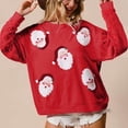 thumbnail image 1 of Sudadera navideña con lentejuelas brillantes para mujer de Wancir, suéter de cuello redondo con gráfico de Papá Noel, suéter navideño de manga larga, 1 of 8