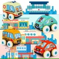 thumbnail image 3 of UNIH Baby Soft Vehicle Toys Toddlers Plush Car Set with Play Mat (Storage Bag), Pull-Back Toys Car Toys for 1 2 3 Years Old, 3 of 6