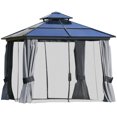 thumbnail image 1 of Outsunny 10' x 10' Hardtop Gazebo Canopy with Polycarbonate Double Roof, Aluminum Frame, Permanent Pavilion Outdoor Gazebo with Netting and Curtains for Garden, Backyard, 1 of 9