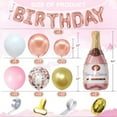 thumbnail image 4 of Globo de botella de champán de oro rosa, decoraciones de fiesta de feliz cumpleaños para mujeres y niñas, conjunto de decoración para ella, pancarta de feliz cumpleaños, 4 of 6