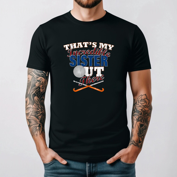 Distressed Field Hockey Player Sister Brother Sports Top Unisex T-Shirt, S-3XL