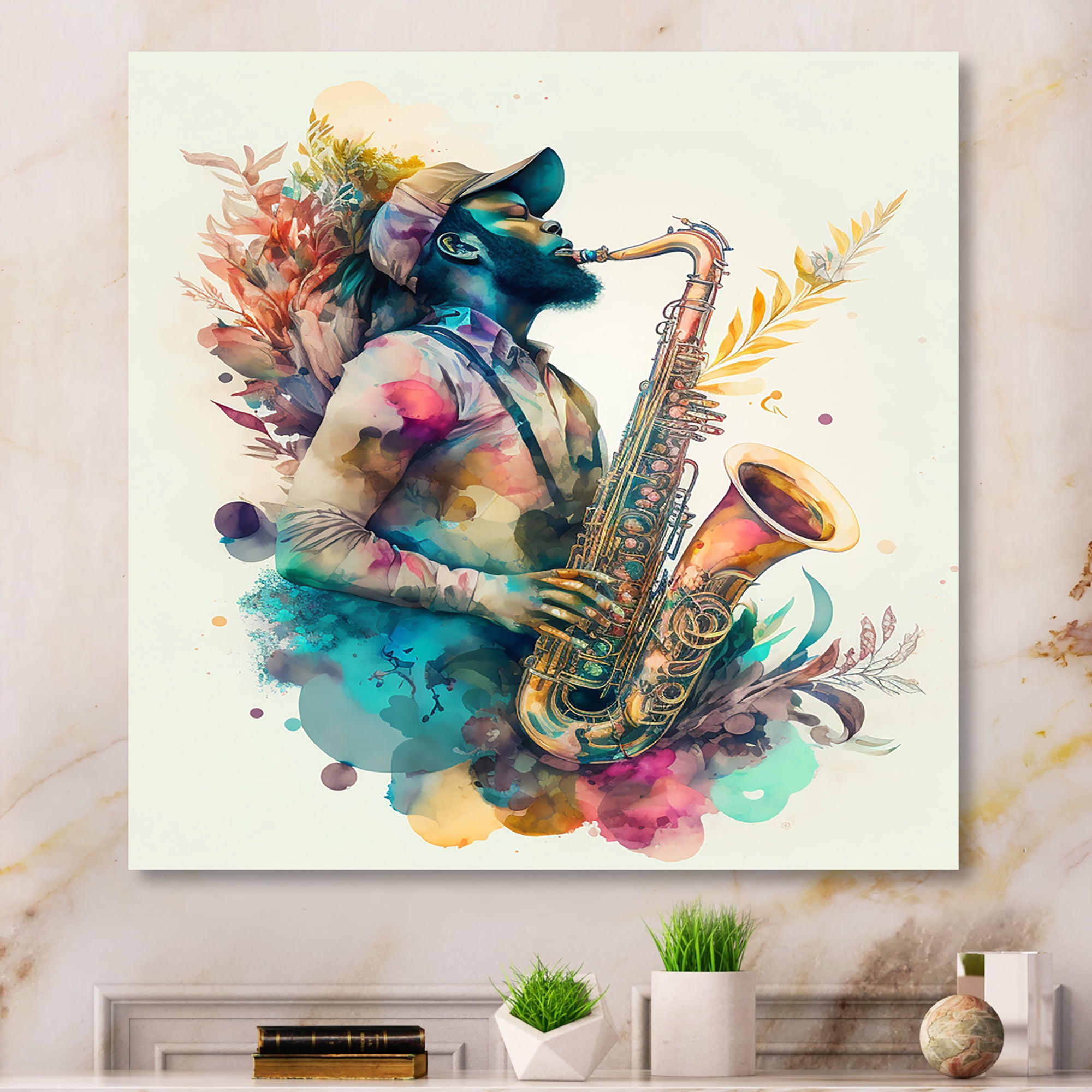 Designart Music Saxophone Player I Canvas Wall Art