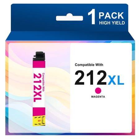 212XL Ink Cartridges 1-Pack Magenta, Compatible for Epson 212XL 212 Printer Ink Combo Pack for WorkForce WF-2850 WF-2830 Expression Home XP-4100 XP-4105