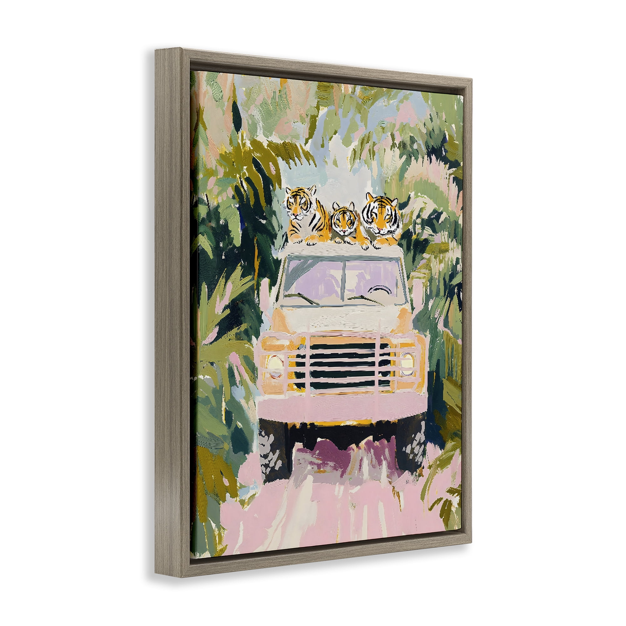 Stupell Industries Safari Trip Tiger Trio Brown Framed Floater Canvas Wall Art, design by The Prints Vibe