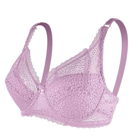 Patlollav Plus Size Bras for Women Solid Lace Lingerie Comfortable Bra