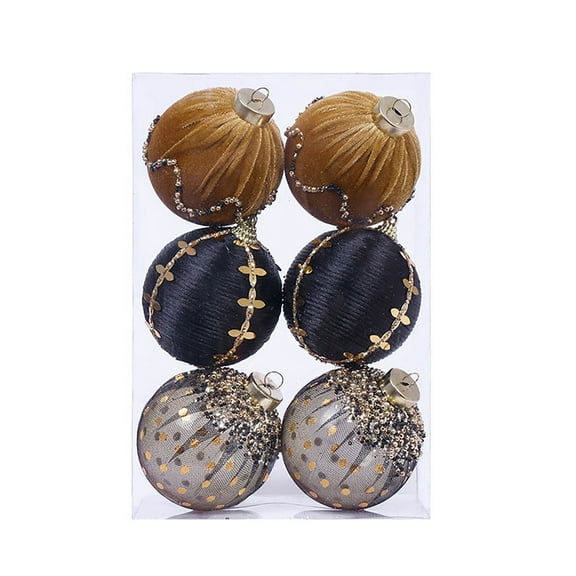 6 PCS Velvet Polka Dot Foam Ball Ornaments - 2.9 Inch Fabric-Wrapped Christmas Tree Decorations for Holiday Parties & Weddings