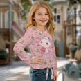 thumbnail image 3 of DISNIMO Axolotl Tree Print Girls Long Sleeve Shirts Kids Lace Up Tee Soft Pullover Tops Crew Neck Loose T Shirts Tunic Blouses, 3 of 8