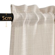 Curtainking Beige Kitchen Curtains 36 inch Linen Textured Cafe Curtains for Bathroom Farmhouse Light Filtering Tier Curtains Rod Pocket 2 Panels
