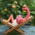 thumbnail image 3 of Estatua de jardín de flamencos perezosos, para exteriores, esculturas de resina, manualidades, arte moderno, Animal en miniatura para patio, Pantalones blancos BLESIY Estatua de conejito, 3 of 7
