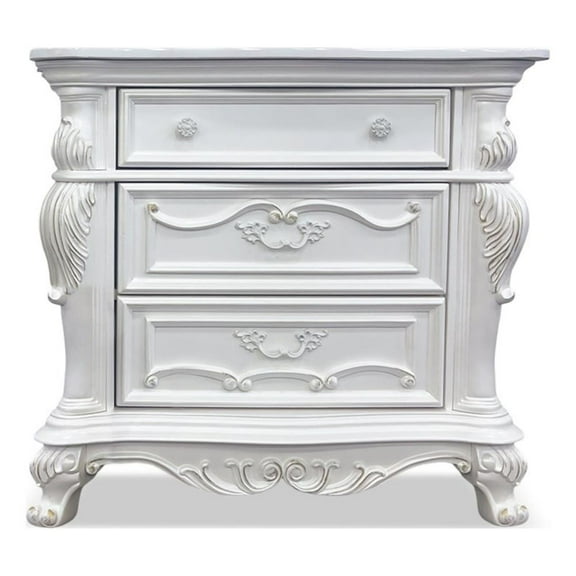 Furniture of America Elloise 3-Drawer Solid Wood Nightstand in White