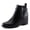 BLACK, variant on PADULE Women’s Ankle Bootie – Faux Leather Slip-On with Buckle & Block Heel