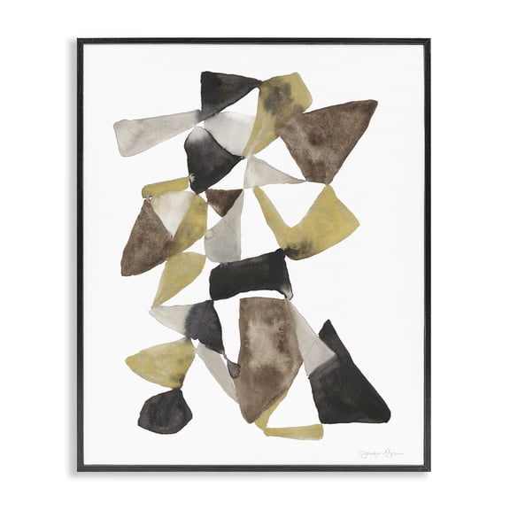 Stupell Industries Contemporary Abstract Black Gold Brown Shape Black Framed Giclee Art, 11 x 14, by Jennifer Goldberger