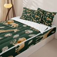 thumbnail image 3 of Castle Fairy Wildlife Giraffe Lion Elephant Zipper Queen Comforter Set with Fitted Sheet and 2 Pillowcases,Tropical Jungle Animal Zipper Bedding Set,Dark Sage Cream,Reversible,4 Pieces, 3 of 6