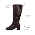 thumbnail image 5 of Women's Knee High Boots Zippered Casual Winter Boots Low Block Heel Solid Color Faux Leather Comfortable Walking Shoes for Daily Outdoor Indoor Use Brown D, 5 of 9