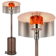 Hykolity 50,000 BTU Propane Patio Heater with Reflector, Anti-Tilt and Safety Shut-Off, Wheels, Outdoor Heaters for Patio, Garden, Commercial and Residential, Brown