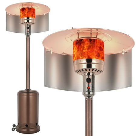 Hykolity 50,000 BTU Propane Patio Heater with Reflector, Anti-Tilt and Safety Shut-Off, Wheels, Outdoor Heaters for Patio, Garden, Commercial and Residential, Brown