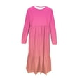 thumbnail image 5 of Zylanna Girls Long-Sleeve Tiered Maxi Dress, Gradient Colors Pockets Design Soft Spring Fall Girls' Casual Dresses Pink Size 13, 5 of 6