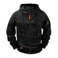 thumbnail image 4 of Men's Winter Raglan Sleeve Hoodie Soft Fleece Full Zip Athletic Jacket Wind Resistant Loose Causal Hoodies, L, 4 of 7