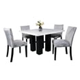thumbnail image 3 of GTU Furniture 5Pc Dinning Square Table with Faux Marble Top and 4 Upholstered Grey Chairs Dining Room Set, 3 of 4