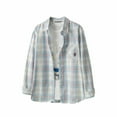 thumbnail image 3 of Ahabrexf Womens Plaid Shirt Women's Casual Lapel Button Pocket Plaid Long Sleeved Shirt Top Womens Shirts Casual Womens Shirts Casual, 3 of 4
