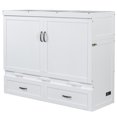 thumbnail image 5 of Harper & Bright Designs Full Murphy Bed with USB Charging Station and Large Drawer, Wooden Full Size Bed Wall Bed with Storage, Cube Cabinet Bed for Home Office Guest Room Bedroom, White, 5 of 13