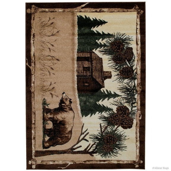 Allstar Rugs Allstar Berber Woven Soft Southwest Bear Scene Theme Rug 7' 1" x 5' 2" 5' x 8'