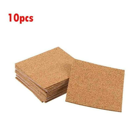 

10Pcs Cork Coasters Square Cork Mat Self-adhesive DIY Backing Sheet for Home Bar