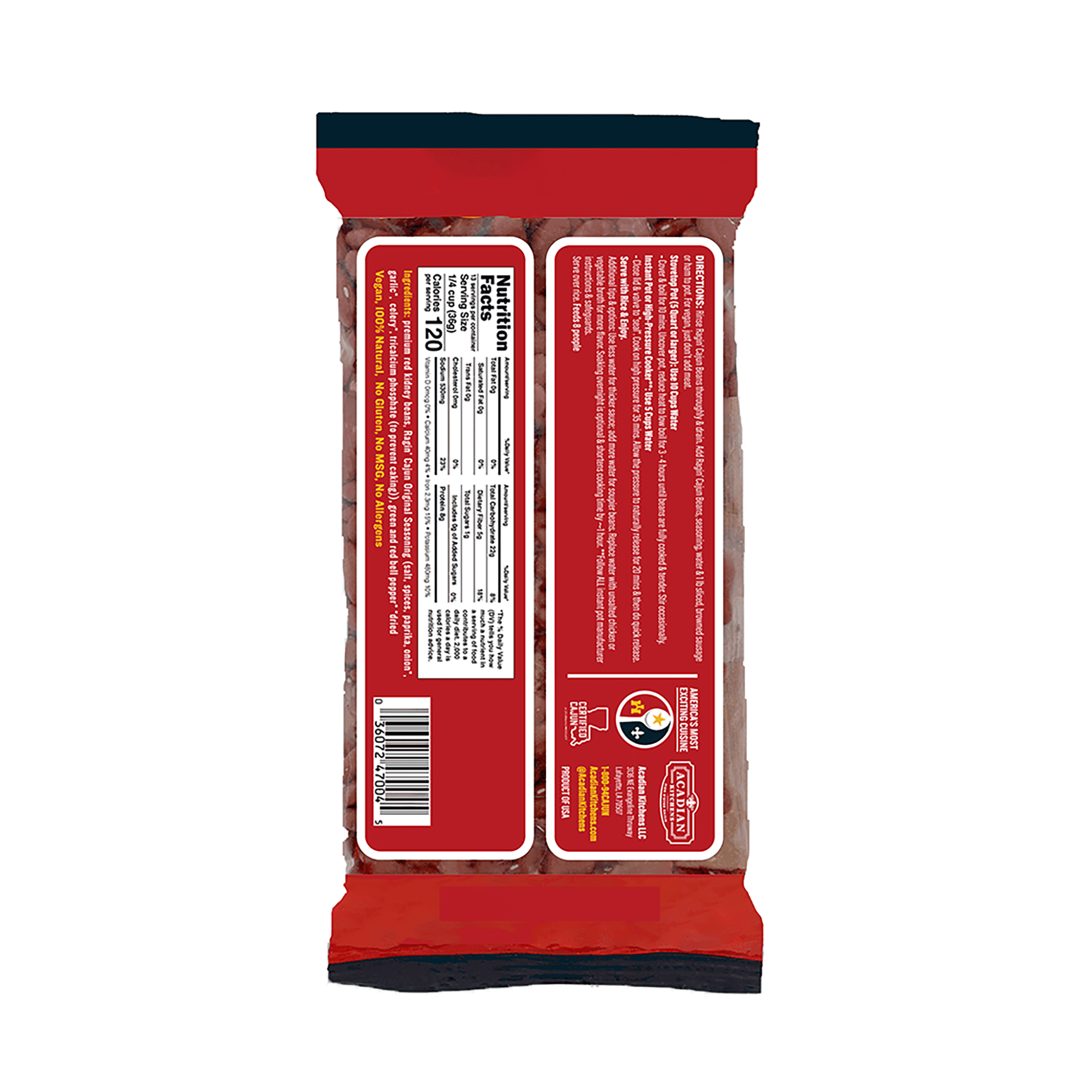 (3 pack) Ragin' Cajun Seasoned Red Beans 16 oz - Gluten Free, Fat Free, All Natural