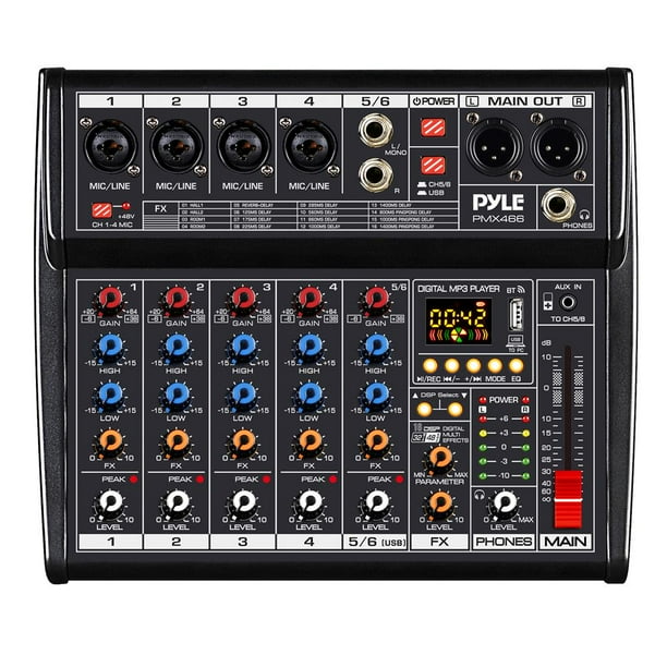 Pyle PMX466 6Channel Audio Mixer w/ Recording Interface Builtin