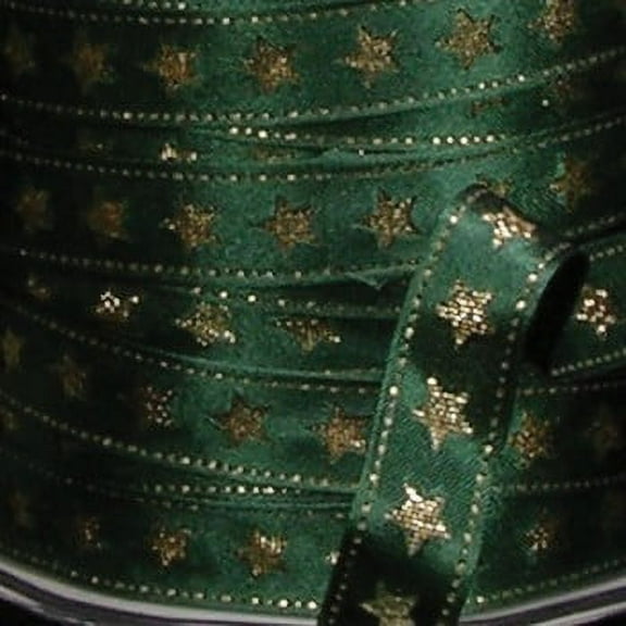 The Ribbon People Hunter Green and Gold Wired Craft Ribbon 0.5" x 54 Yards