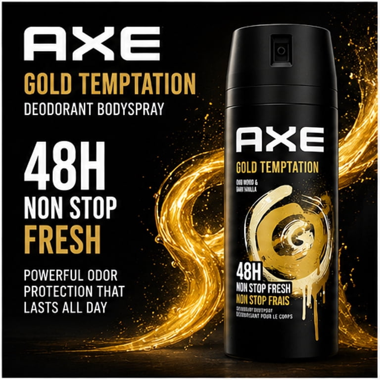Axe Men Gold Temptation Deodorant Body Spray, 6 Pack, 150ml