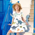 thumbnail image 6 of FORMRS Girls Short Sleeve Dress Summer Casual Round Neck A-line Beach Sundress, Sizes 2T-8T, Dinosaur Pattern, 6 of 8