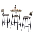 thumbnail image 6 of Bar Table and Chairs Set,Round Bar Table with 2 Bar Stools, Small 2-Tier Round Bistro Pub Dining Table, PU Upholstered Stools, 23.62'' W x 23.62'' D x 35.43'' H,Grey, 6 of 6