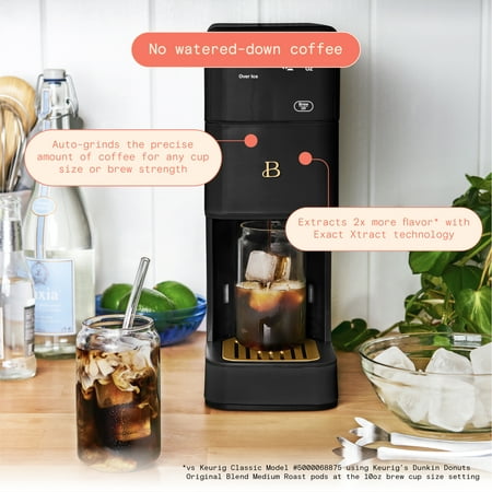 Beautiful Perfect Grind™ Programmable Single Serve Coffee Maker, Black Sesame by Drew Barrymore❗MAY HAVE MISSING PIECES/NEEDS CLEANING❗