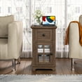 thumbnail image 6 of FAGAGA Farmhouse End Tables with Charging Station for Living Room,Nightstand with Drawer for Bedroom,Dark Walnut, 6 of 8
