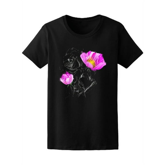 Bright Pink Glowing Flowers T-Shirt Women -Image by Shutterstock, Female Medium