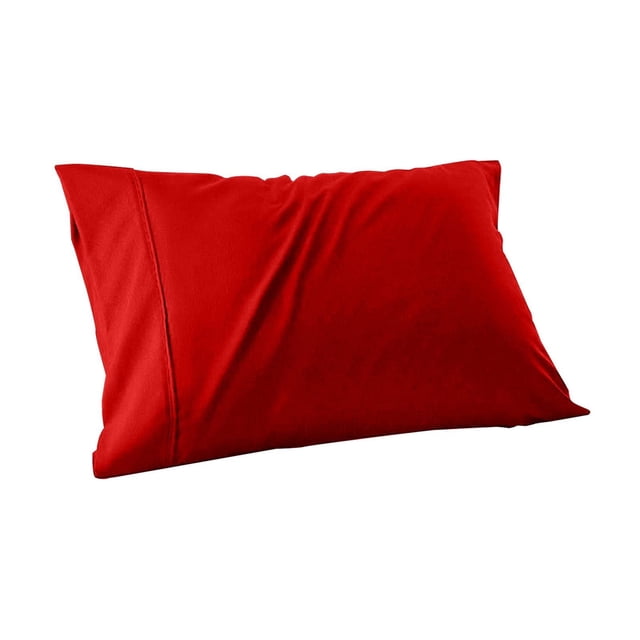 Pillow Cases King Size - Polyester-Cotton Blend Pillowcase Set of 1, Breathable, Soft and Wrinkle-Free Pillow Covers with Envelope Closure, Gift, Red, 20x36 Inches