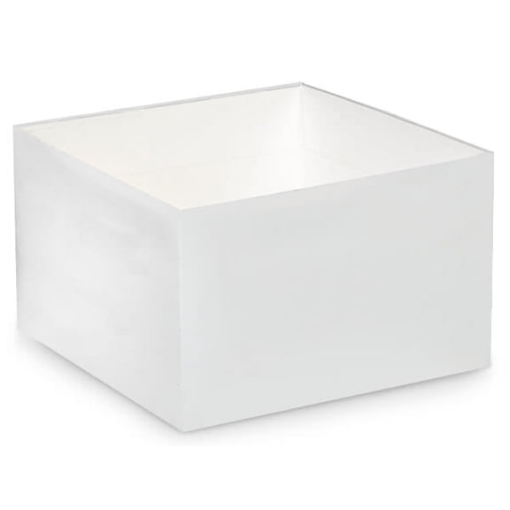 Pack of 25, Solid 8 x 8 x 5" Matte White Gift & Gourmet Box Bases to Use Food Safe Barrier Like Food Grade Tissue or Cello for Food Packagings(Lids Sold Separately)
