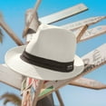 thumbnail image 2 of Panama Jack Solid Ribbon Fedora Hat with Black Band (Ivory, Medium), 2 of 6