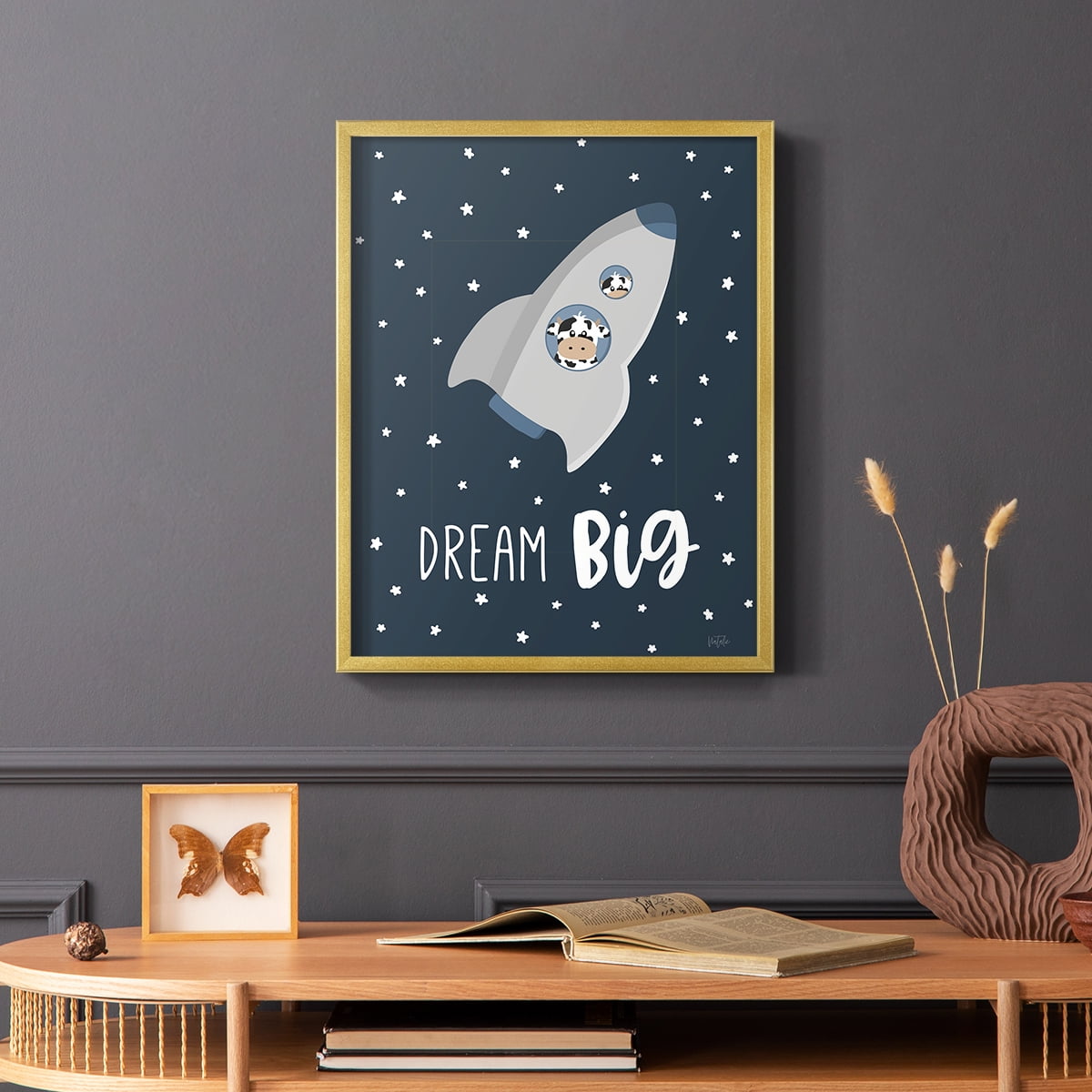 Cow in Space I in Paper Solid Wood 16 x 20 Framed Print