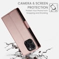 thumbnail image 6 of PU Leather Case Compatible with iPhone 12/12 Pro, Classic Kickstand/Cover/Wallet/Flip Magnetic Protective Case with Card Slots & Horizontal Stand Phone Case for iPhone 12/12 Pro, Rosegold, 6 of 7