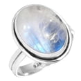 thumbnail image 1 of 925 Sterling Silver Ring For Women - Teens White Genuine Rainbow Moonstone Gemstone Silver Ring Size 9 June Birthstone Silver Ring Size 9 Friendship Day Gift For Ladies 925 Silver Gemstone Jewelry, 1 of 6