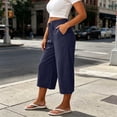 thumbnail image 6 of Horkkom Capri Pants for Women Cotton Elastic Waist Drawstring Pants Summer Casual Loose Pants with Pockets M, 6 of 8