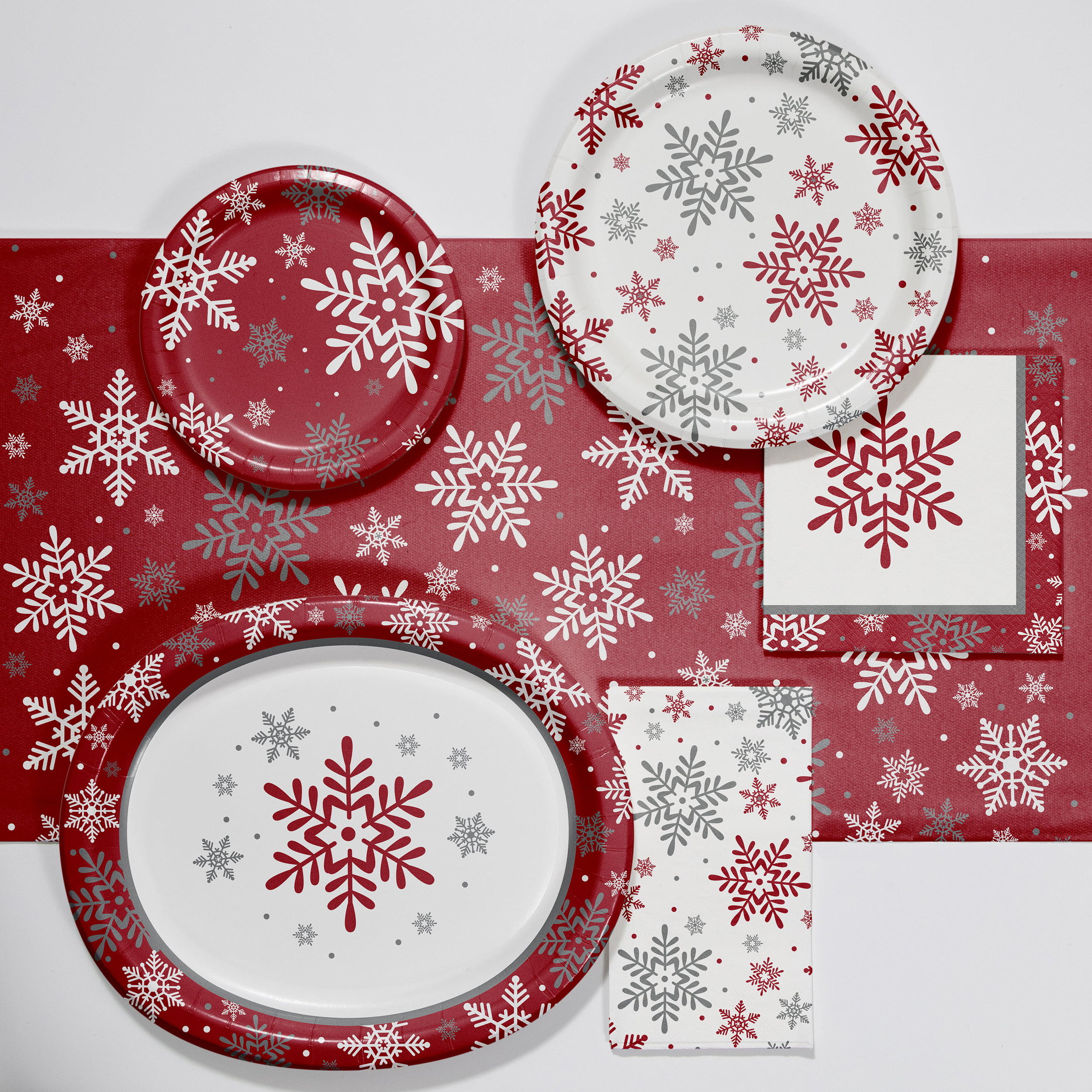 Glad White & Gray Snowflake Pattern 10 Premium Paper Plates, 20